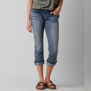 BKE‎ Womens Sabrina Cropped Jeans Size 28 Medium Wash Straight Stretch Low Rise